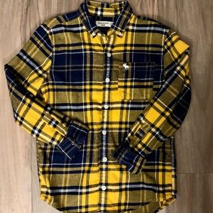 Boys Abercrombie & Fitch Plaid Flannel Button Down Shirt Size 9/10
